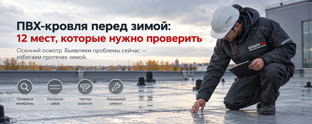ПВХ-кровля перед зимой — осмотр мембраны после осеннего дождя